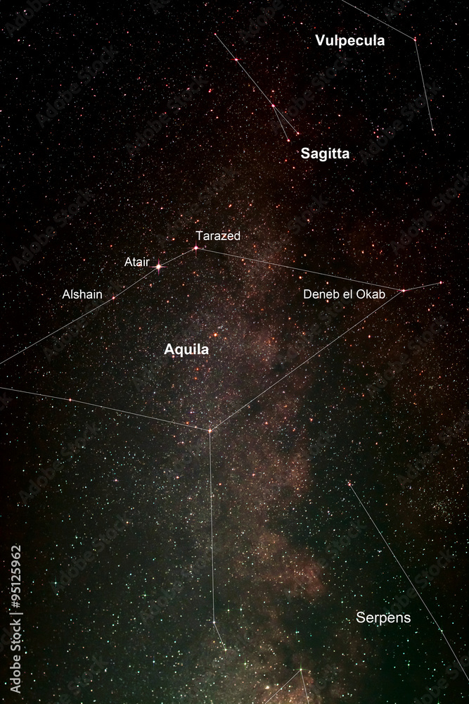 Fototapeta premium Nachthimmel mit Adler und Milchstraße