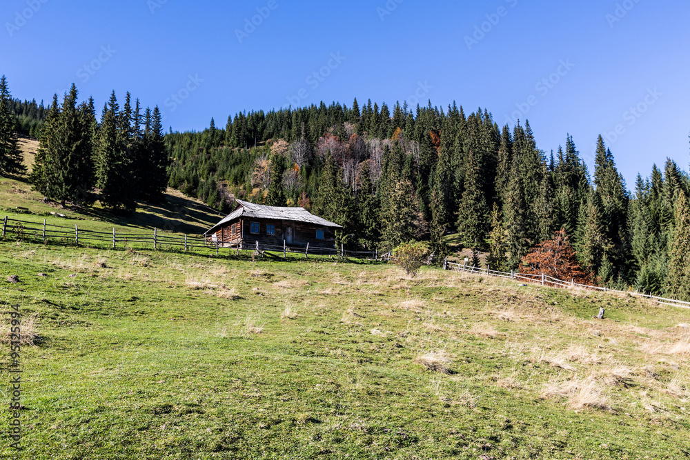 old chalet in ukrainian carpathian mountains old chalet in ukrainian carpathian mountains