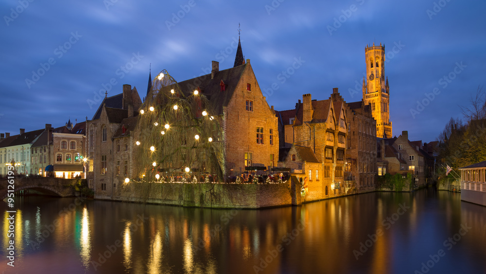 The Burg of Bruges at blue hour, Belgium