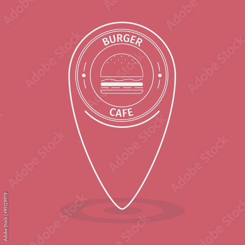 Free Download Flat simple map pointer of burger cafe - GFXLoad