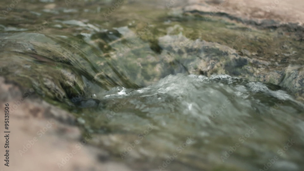 Small water stream flowing over rocks