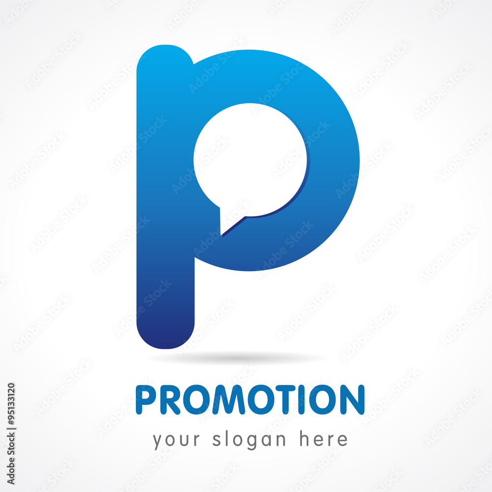 Promotion P logo. Abstract letter P logo design template with a bubble inside Promotion P logo. Abstract letter P logo design template with a bubble inside