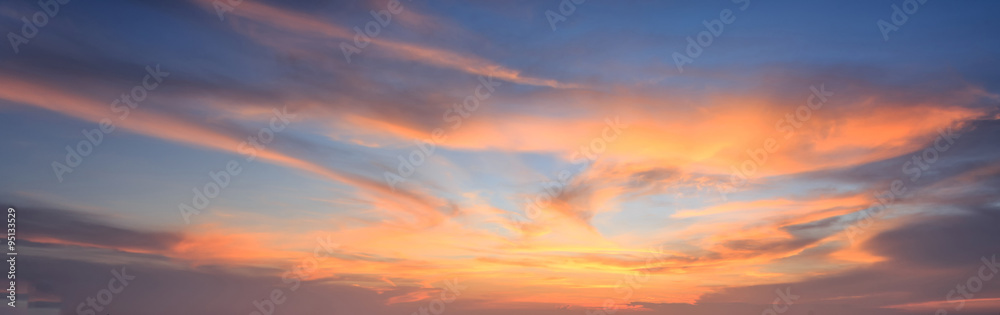 Natural background panorama of the gold color sky , During the t