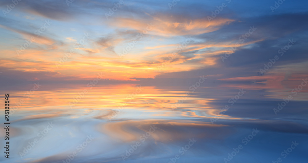 Fototapeta premium Natural background panorama of the gold color sky and beautiful