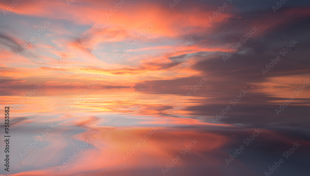 Natural background panorama of the gold color sky and beautiful