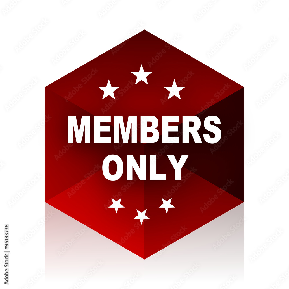 members only red cube 3d modern design icon on white background members only red cube 3d modern design icon on white background
