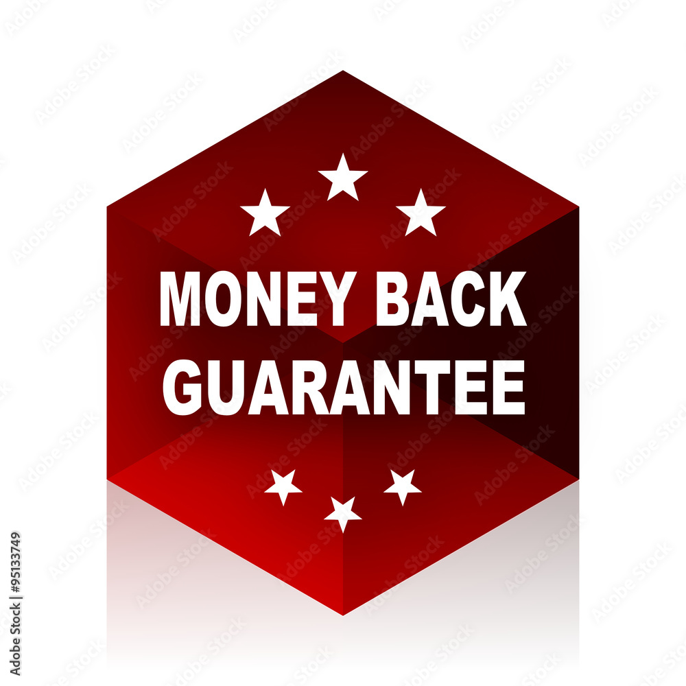 money back guarantee red cube 3d modern design icon on white background