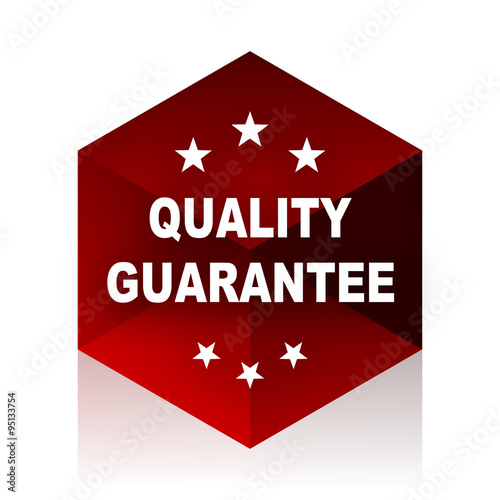 quality guarantee red cube 3d modern design icon on white background