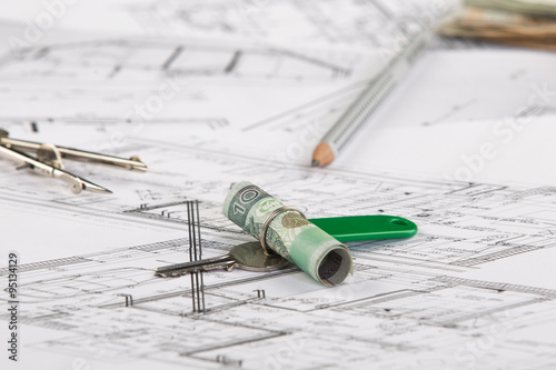 Architect plans construction project drawing, the cost of building a house