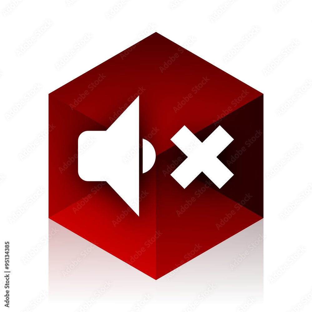 speaker volume red cube 3d modern design icon on white background speaker volume red cube 3d modern design icon on white background