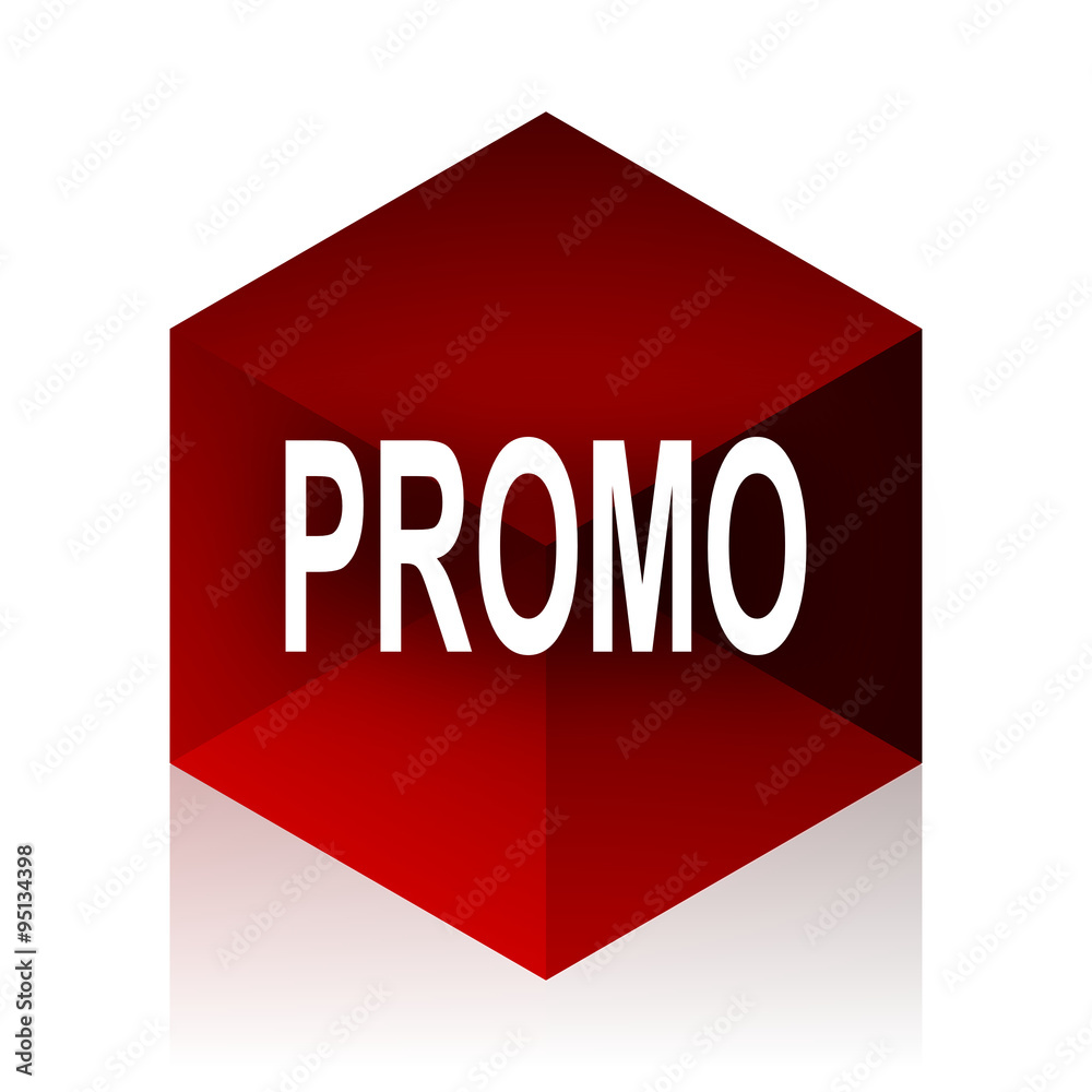 promo red cube 3d modern design icon on white background promo red cube 3d modern design icon on white background