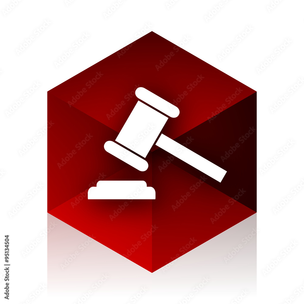 auction red cube 3d modern design icon on white background