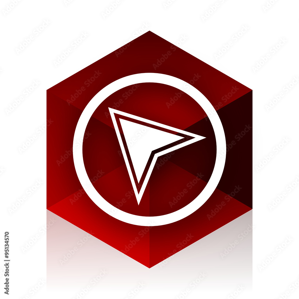 navigation red cube 3d modern design icon on white background navigation red cube 3d modern design icon on white background