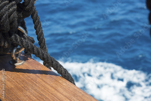 Knots of rope on the ship