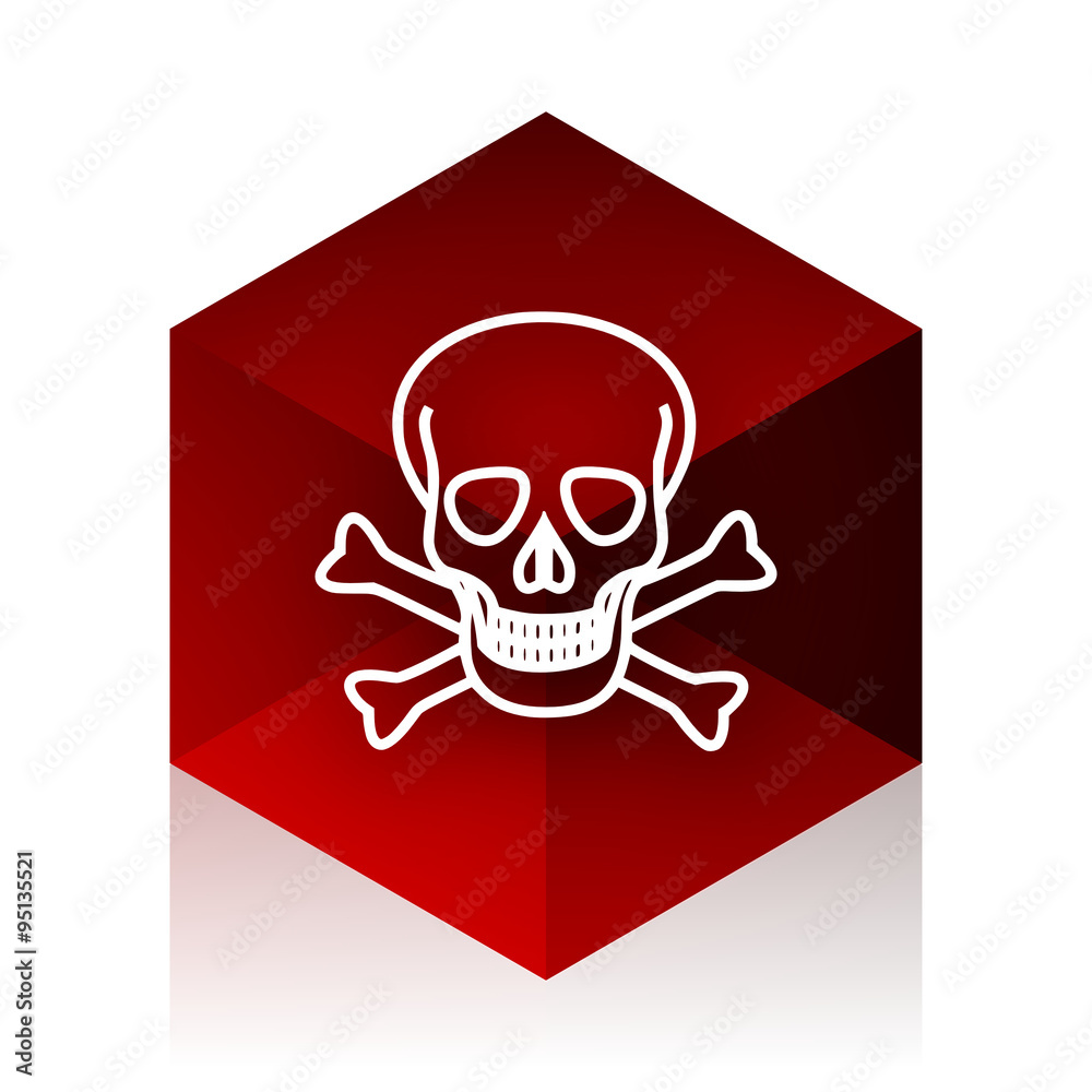 skull red cube 3d modern design icon on white background skull red cube 3d modern design icon on white background