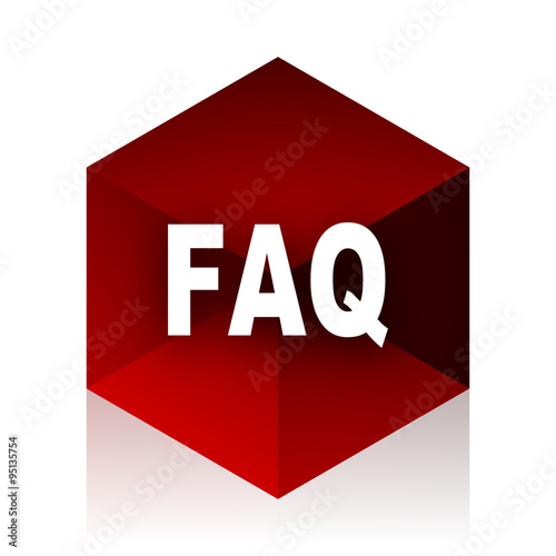 faq red cube 3d modern design icon on white background