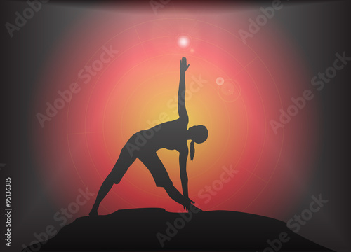 Yoga Triangle Pose Glare Background