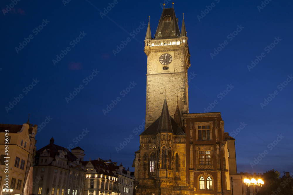 Old Town Hall Tower in Old Town Square, Prague; Czech Republic;