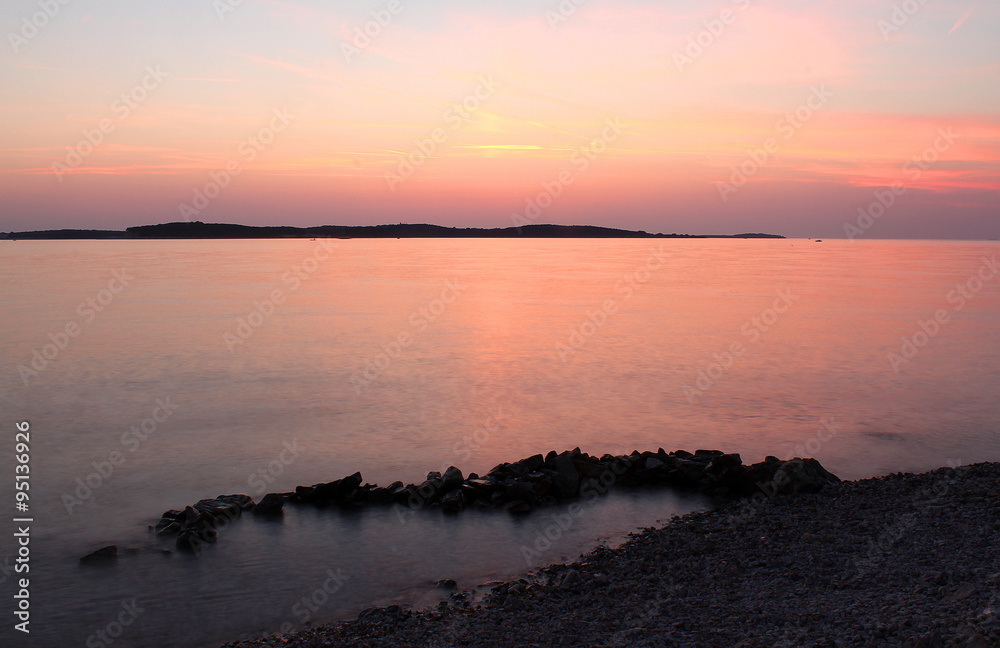 Pink sunset in Croatia