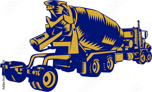 Cement Truck Rear Woodcut