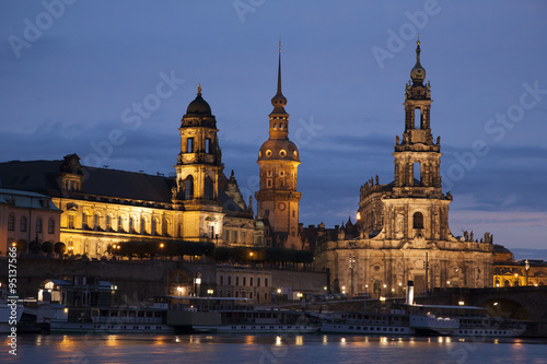 Cathedral and River Elbe; Dresden