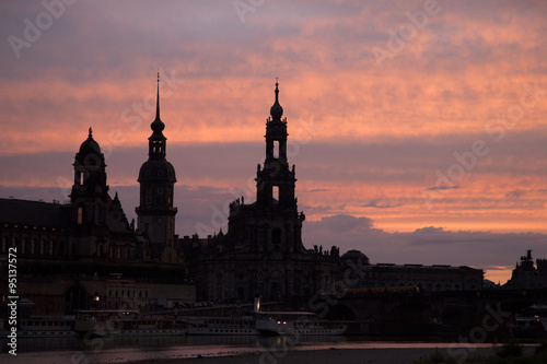 Cathedral and River Elbe  Dresden