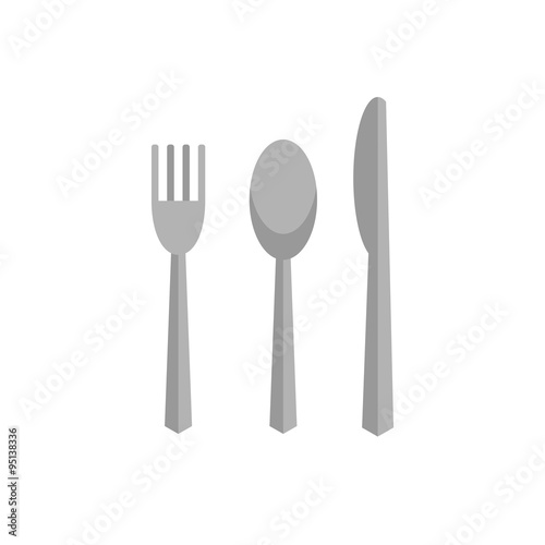 Cutlery on white background flat