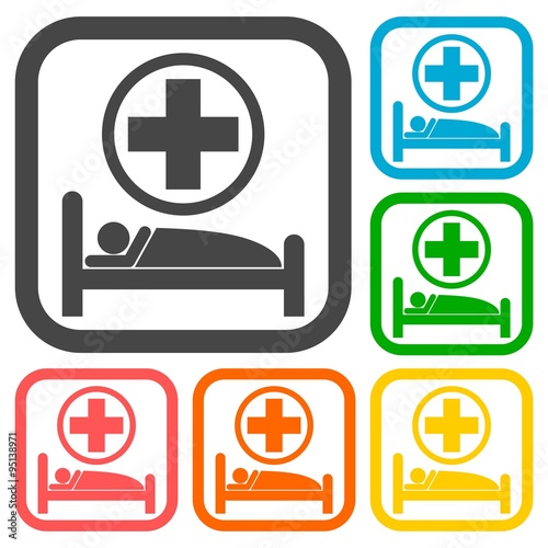 Hospital bed icons set