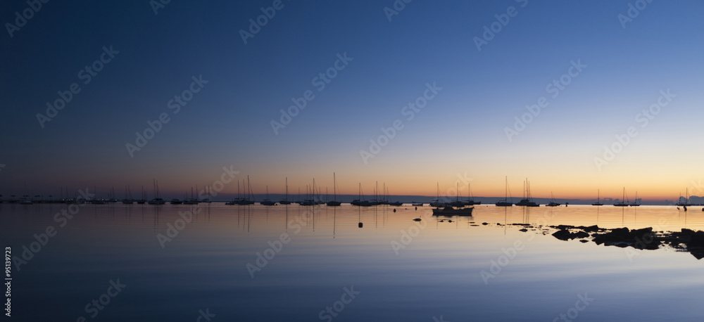 Panorama of Mar Menor lagoon, from Los Alcazares, Murcia, Spain