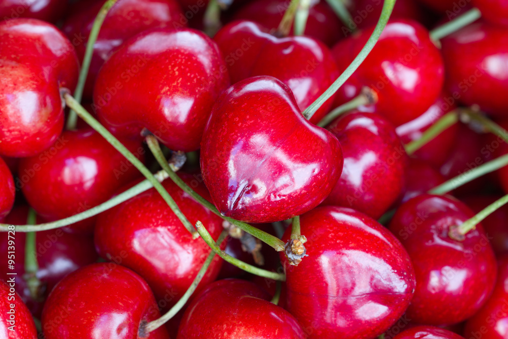 Large fruits of cherry. Dessert. Large fruits of cherry. Dessert.
