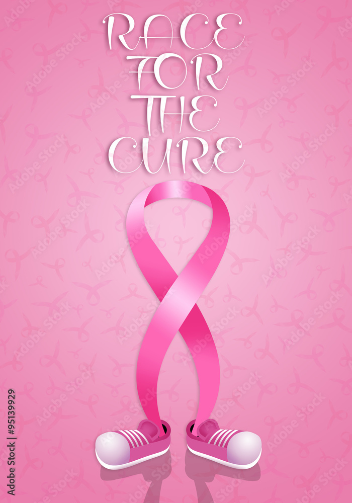 Pink awareness ribbon with shoes