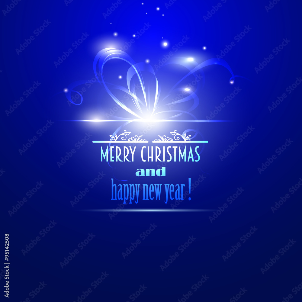 shiny blue bow, New Year's greetings, shiny blue bow, New Year's greetings,