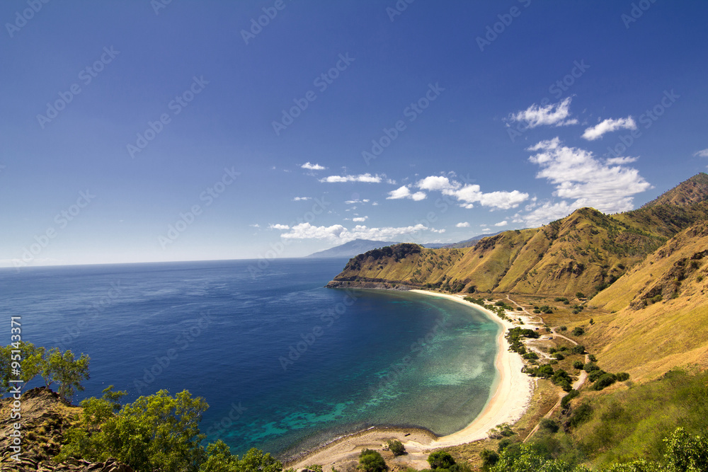 Exotic beach and deep blue sea in East Timor