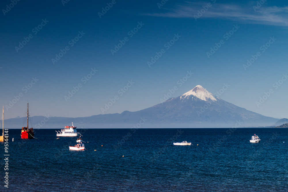 View of Osorno volcano over Llanquihue lake, Chile