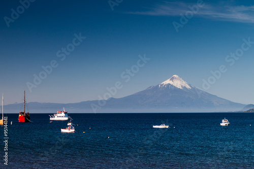 View of Osorno volcano over Llanquihue lake, Chile