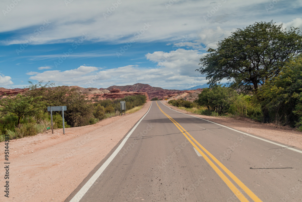 Road in Quebrada de Cafayate valley, Argentina Road in Quebrada de Cafayate valley, Argentina