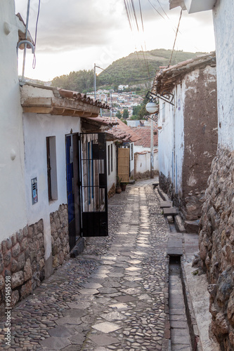 Small alley in San Blas neighborhood in Cuzco, Peru. © Matyas Rehak