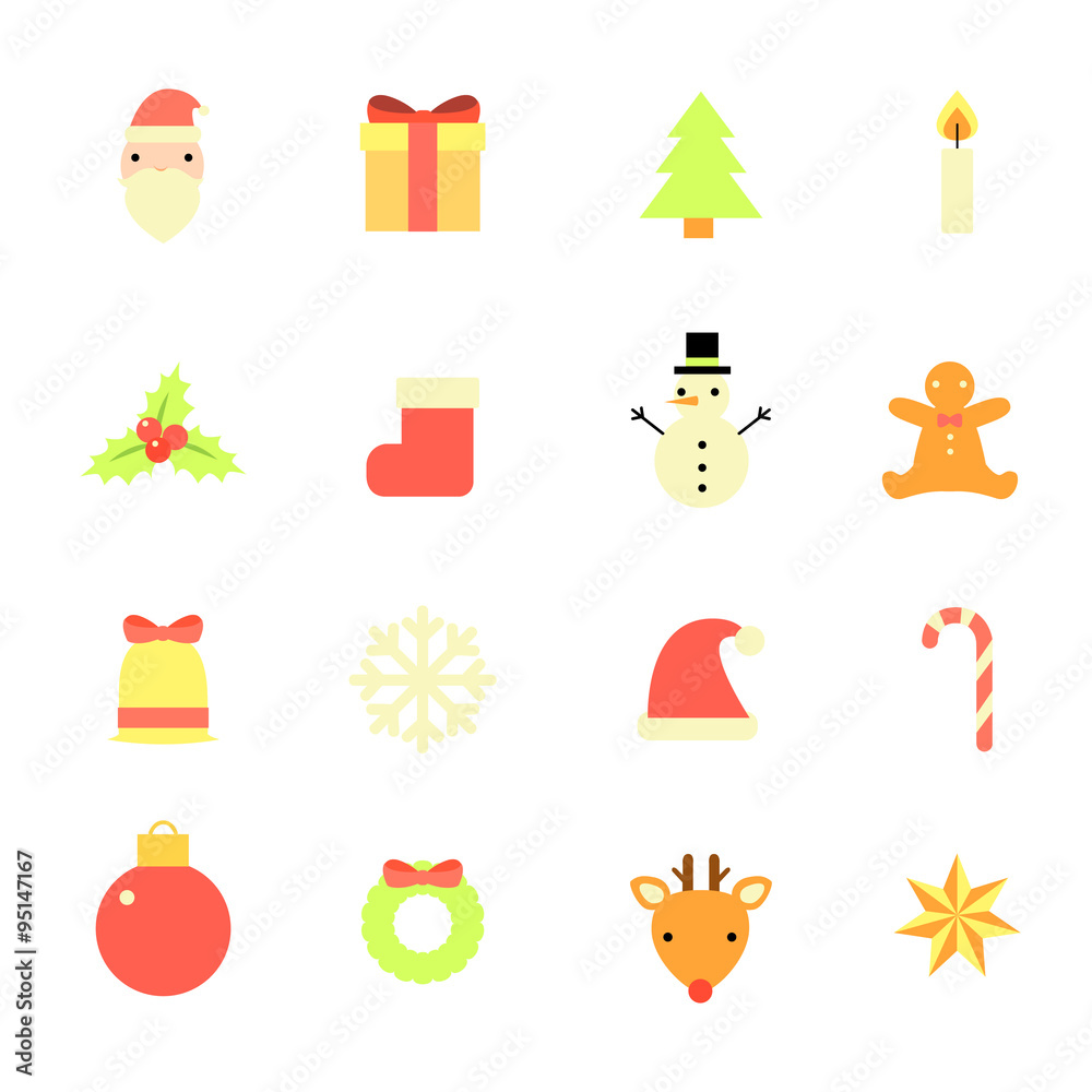 Christmas flat icons set Christmas flat icons set