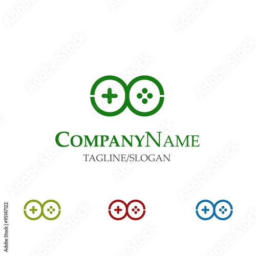 Game play joystick logo icon Vector