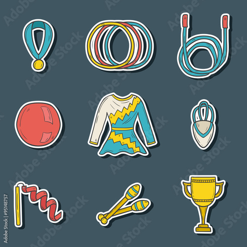 Hand drawn gymnastics stickers