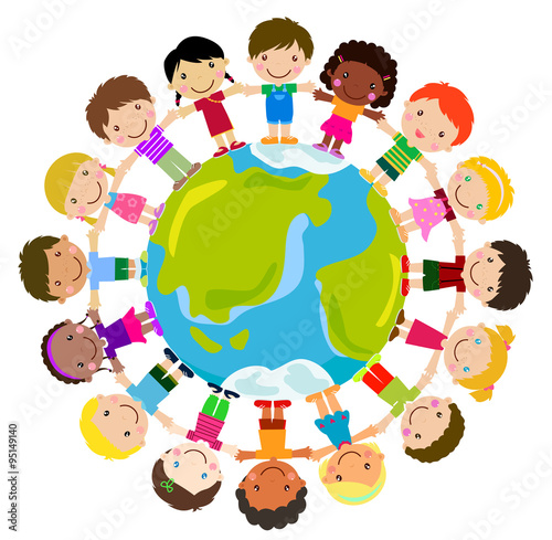 Kids and globe