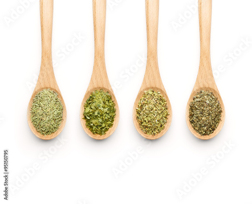 Wooden Spoon filled with herbs