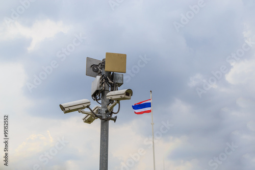 Security surveillance cameras in the park