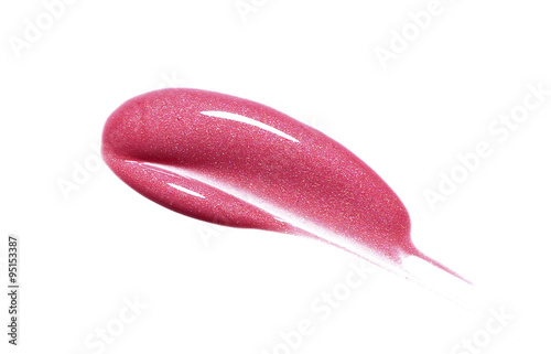 Pink lip gloss isolated on white 