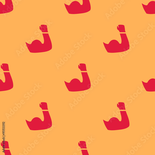 Vector seamless pattern of arms with strong biceps. T-shirt print design
