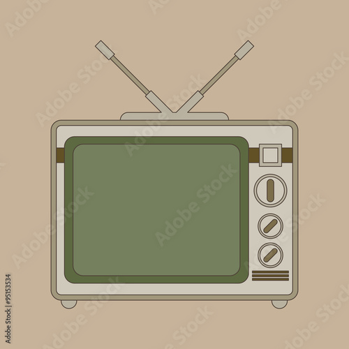 Retro looking television. Flat vector