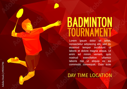 Polygonal badminton player, sports poster