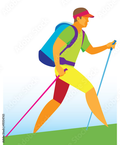 Nordic walking.Man