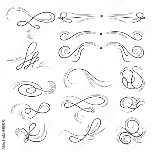 Calligraphic Ink Vector Elements Set