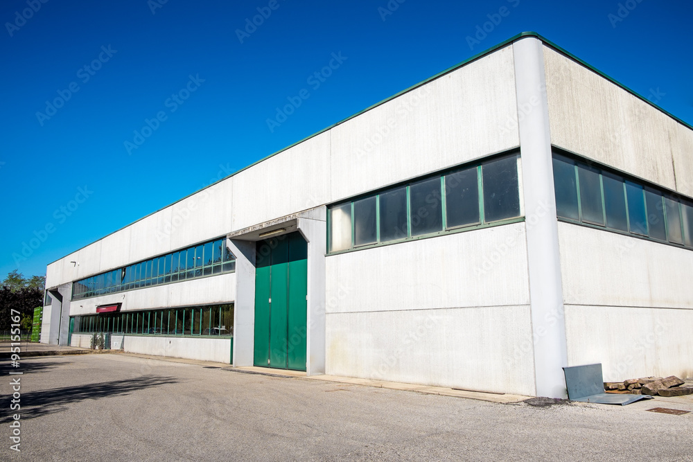 Exterior an industrial warehouse